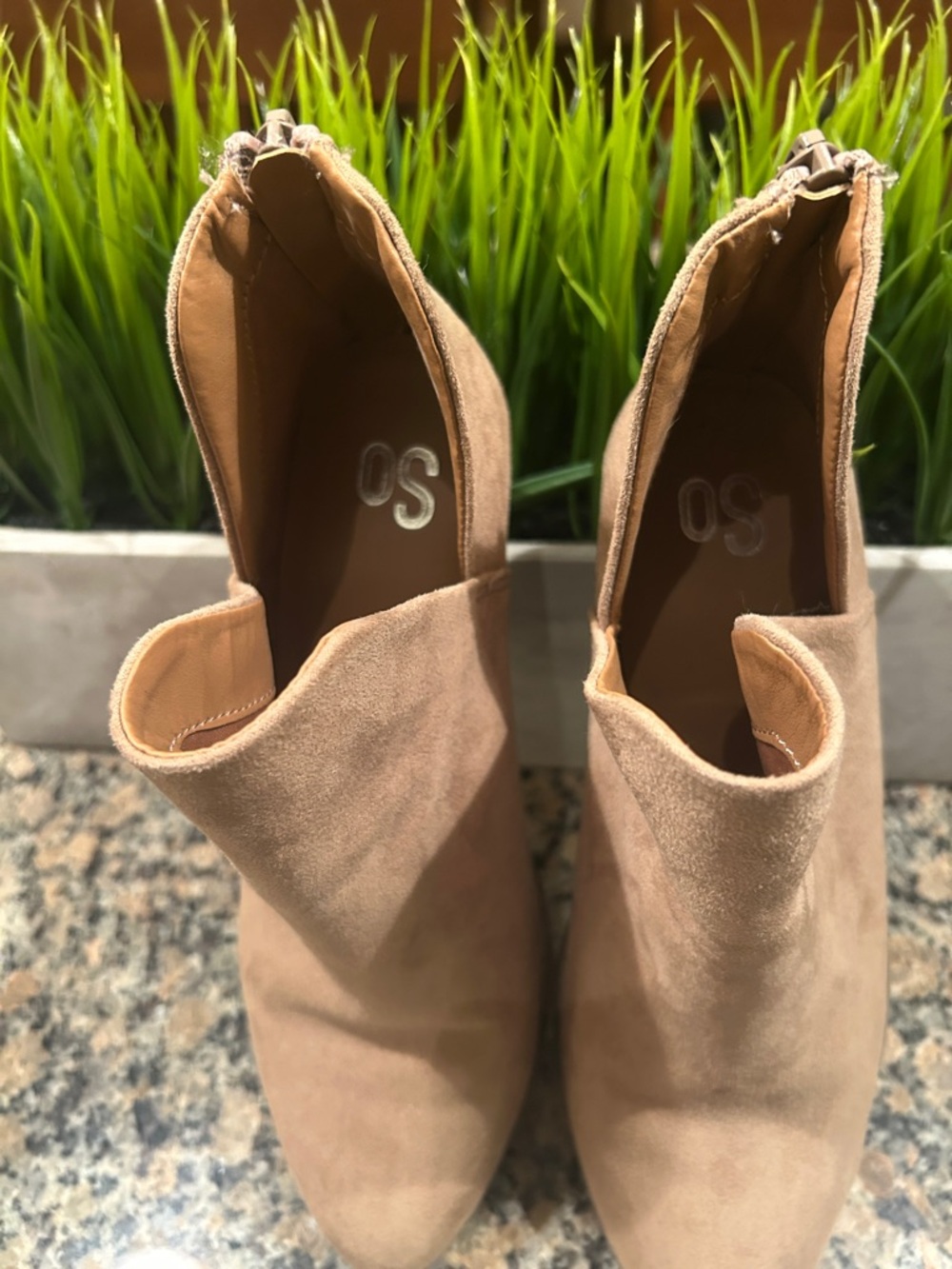SO Beige Suede Ankle Booties with Rear Zip - Picture 5 of 5